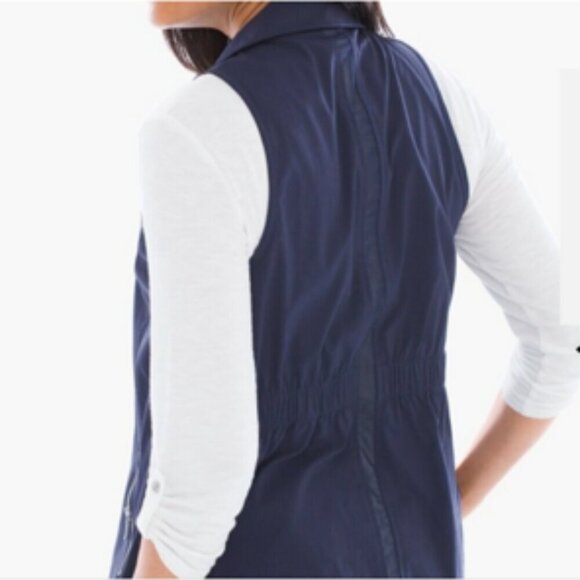 Chico's Zenergy Neema Bundle of 2 Vests Navy Shadow Stripe & Beige Printed XL - Picture 3 of 16